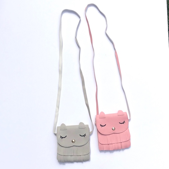 Little Girls Kitty Fringe Purse in Grey - Picture 7 of 7